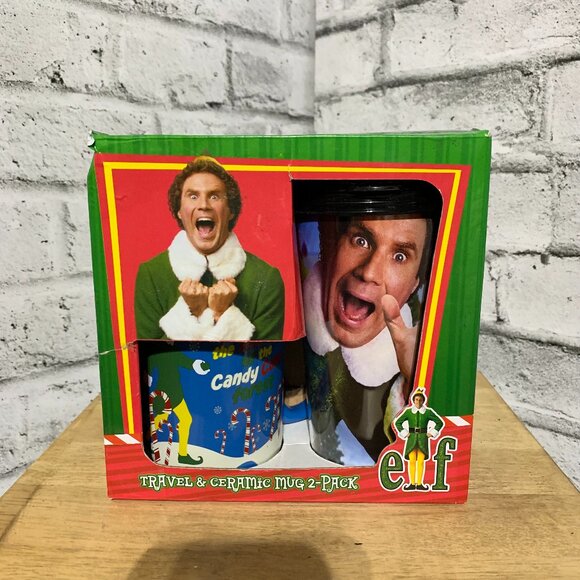 Buddy Elf Ceramic Coffee Mug & Travel Cup Set 2 Pack Christmas Gift New In Box - Picture 1 of 6
